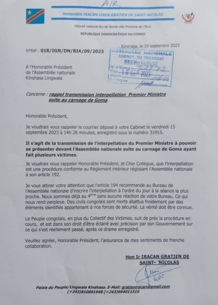 Interpellation du Premier ministre : le député Iracan fait pression sur le Bureau Mboso
