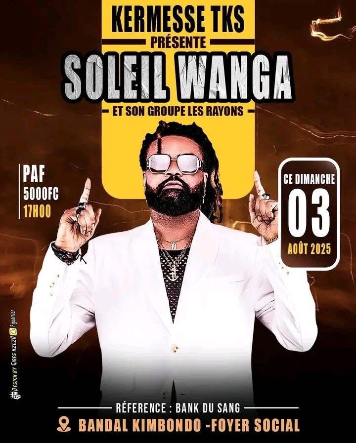 Soleil Wanga attendu en concert le 3 août au Foyer Social de Bandalungwa