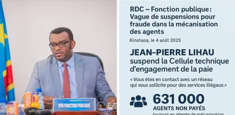 RDC : Suspension de la Cellule de paie à la Fonction publique pour fraude à grande échelle