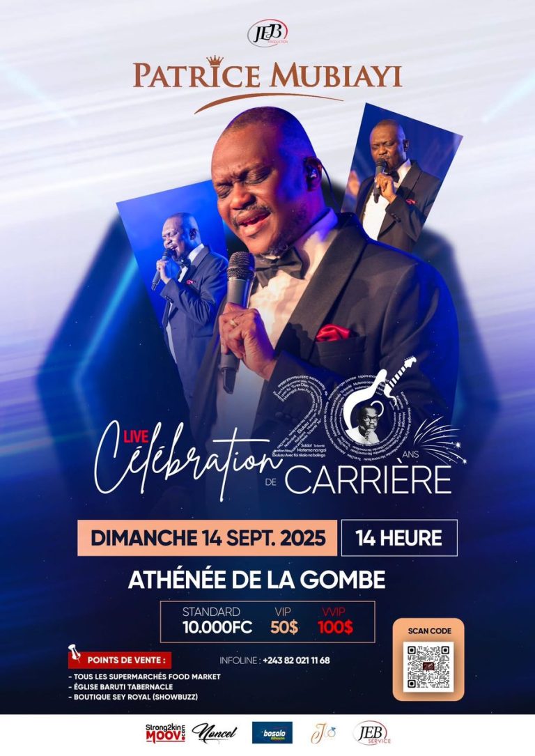 Patrice Mubiayi en concert le 14 septembre à l’Athénée de la Gombe pour ses 20 ans de carrière