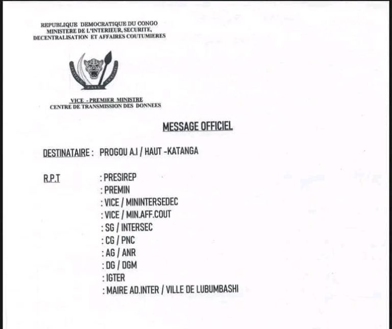 Lubumbashi : La maire a.i Joyce Tunda convoquée à Kinshasa par le VPM de l’Intérieur