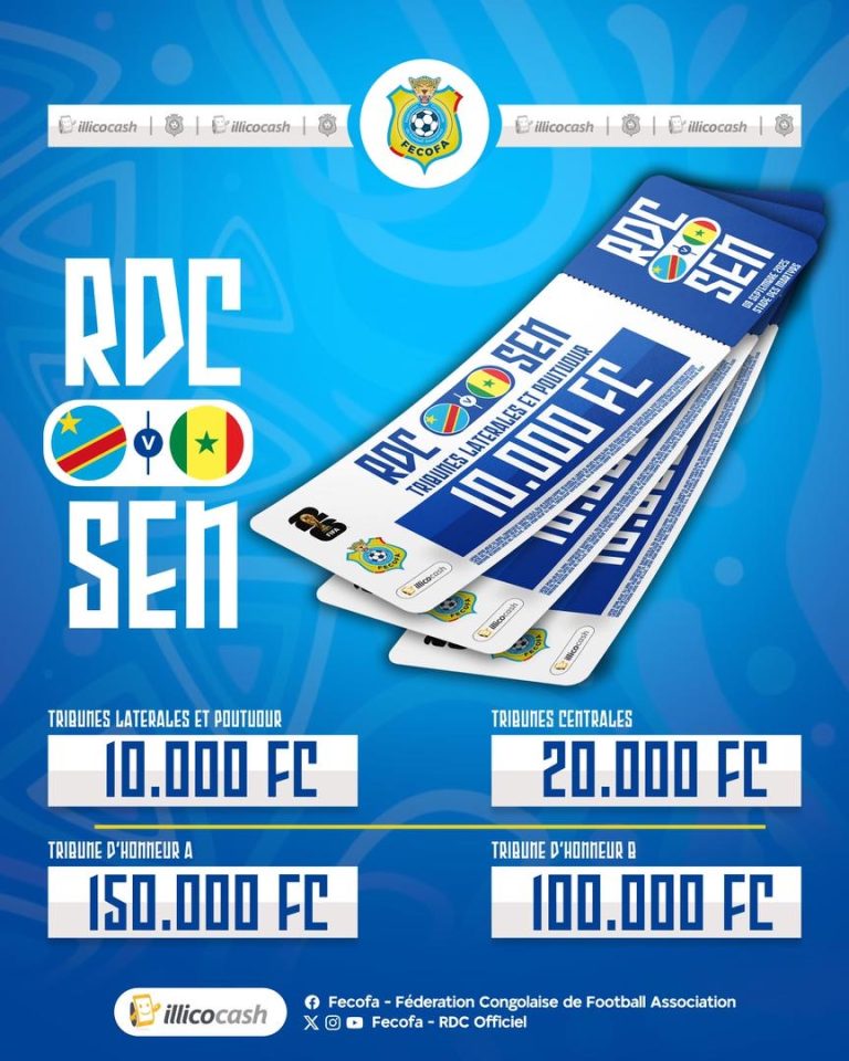 Éliminatoires Mondial 2026 : La billetterie ouverte pour RDC-Sénégal