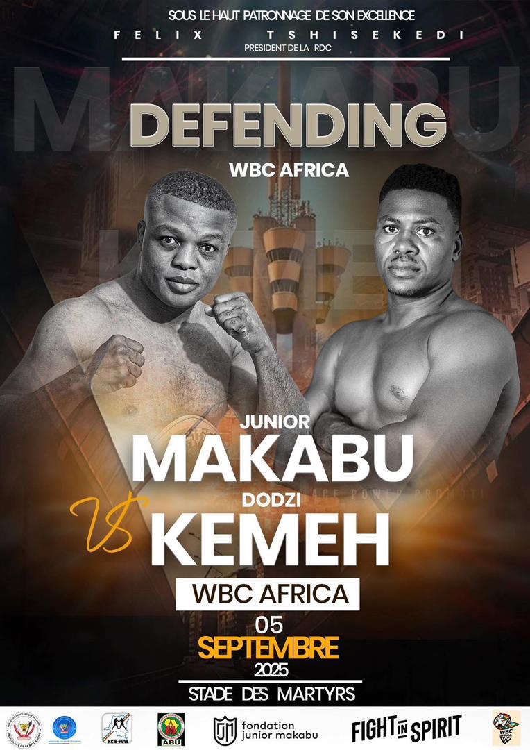 Boxe : Junior Makabu défend sa ceinture WBC Afrique le 5 septembre au Stade des Martyrs