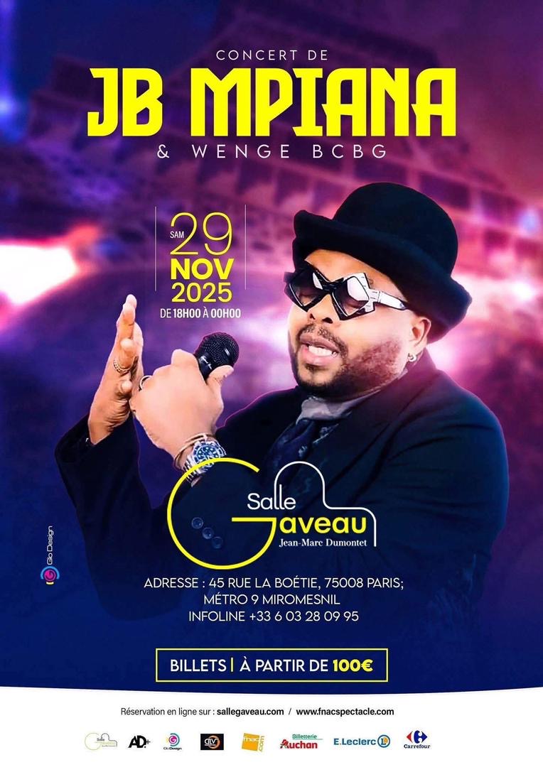 JB Mpiana et Wenge BCBG en concert exceptionnel à Paris le 29 novembre