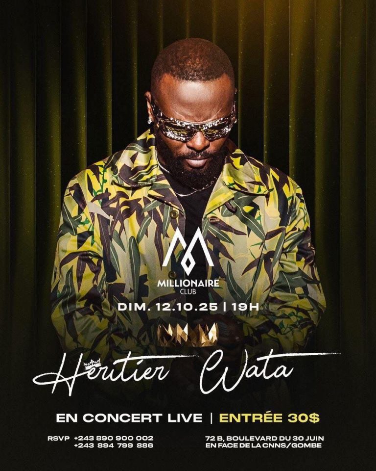Héritier Wata attendu au Millionaire Club ce 12 octobre à Kinshasa