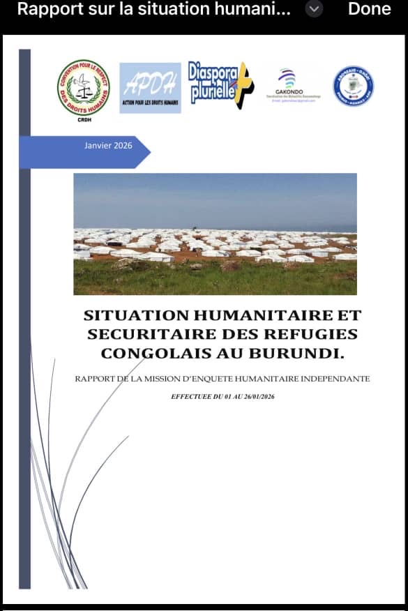 RDC–Burundi : La CRDH dénonce des conditions de vie précaires pour 12 500 réfugiés congolais