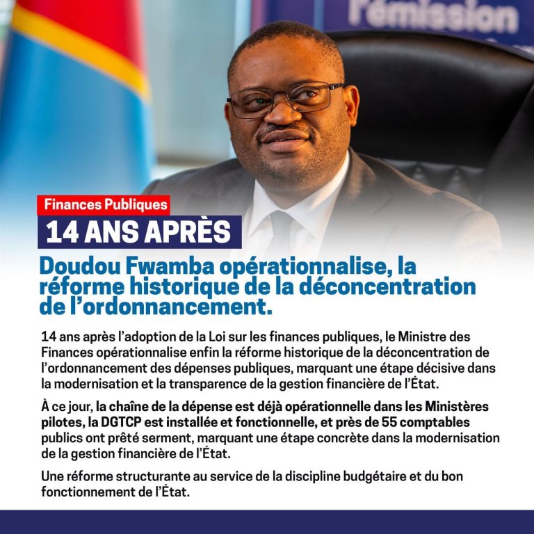 Finances publiques : Doudou Fwamba lance la déconcentration de l’ordonnancement après 14 ans d’attente