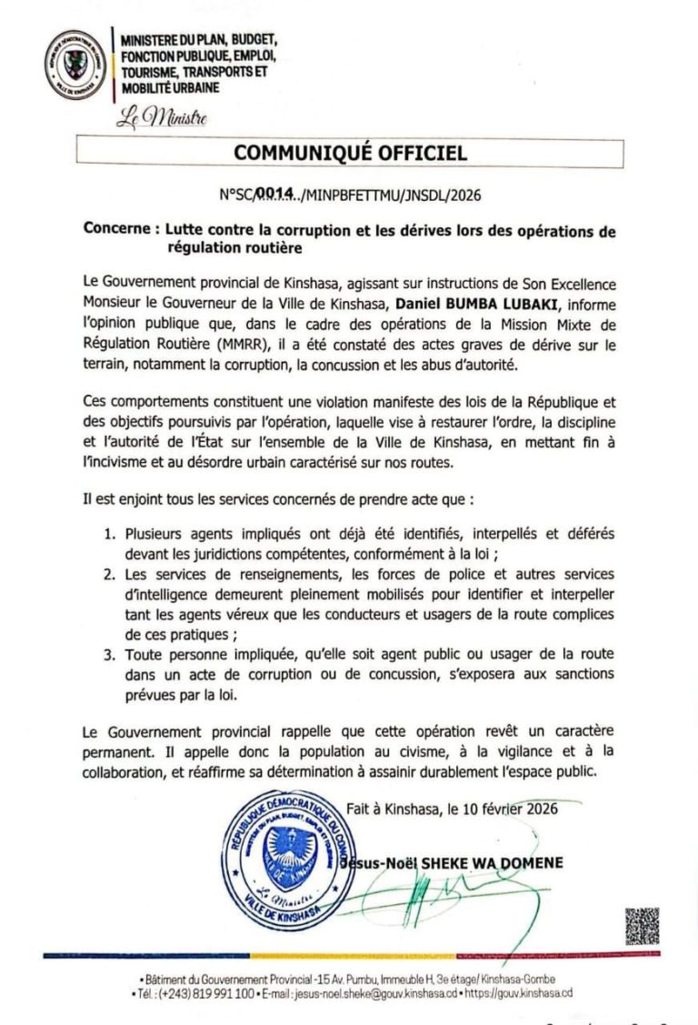 Kinshasa : Des mesures fermes prises contre les dérives dans la régulation routière