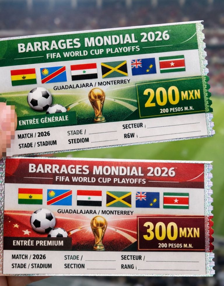 Barrages du Mondial 2026 : Les billets vendus entre 11,50 et 17,50 dollars
