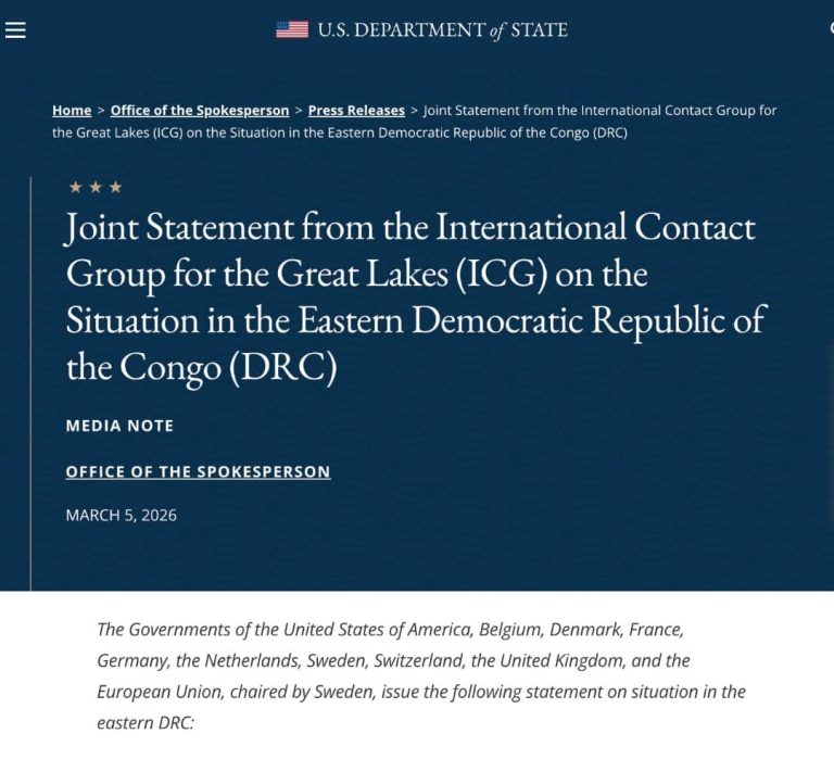 RDC : Le Groupe de contact international pour la région des Grands Lacs appelle à un dialogue inclusif et à un accès humanitaire immédiat