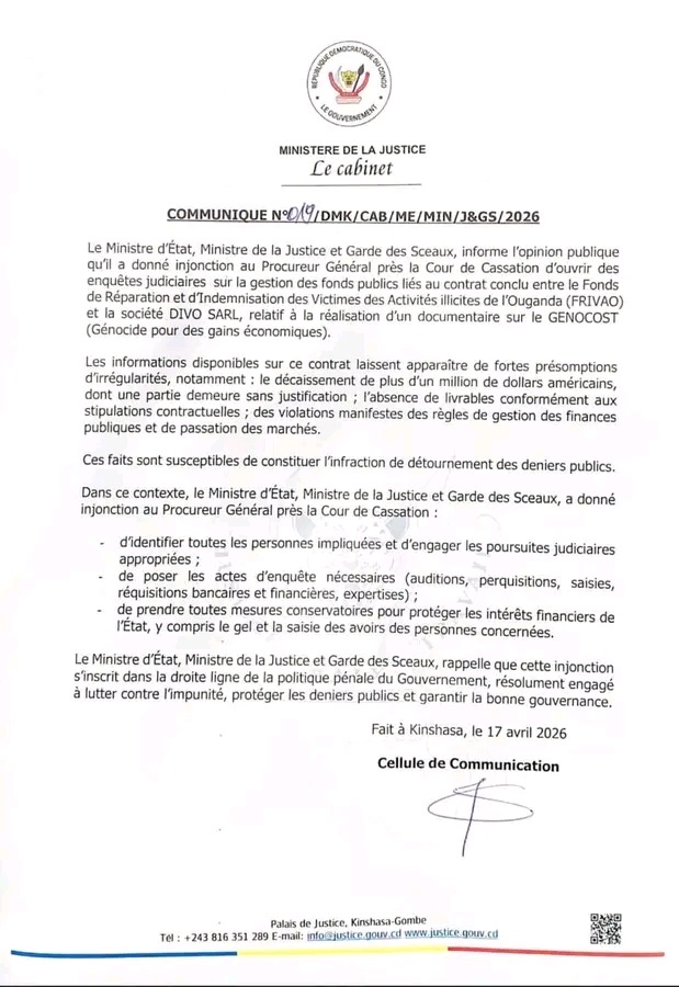 Soupçons de détournement du projet GENOCOST : le ministre de la Justice ordonne l’ouverture d’une enquête judiciaire par le PG près la Cour de cassation