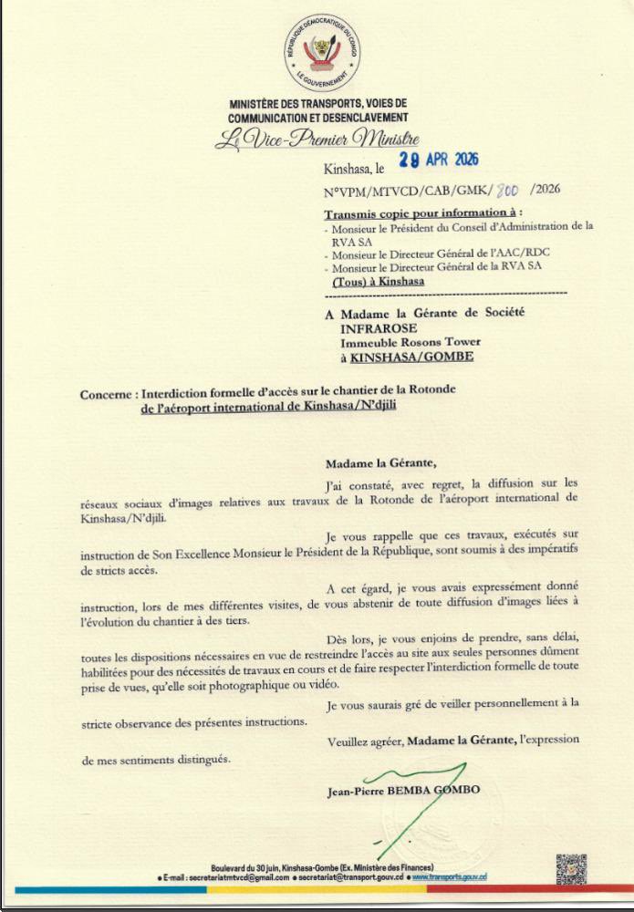 Kinshasa : Le gouvernement restreint l’accès au chantier de la Rotonde de N’djili