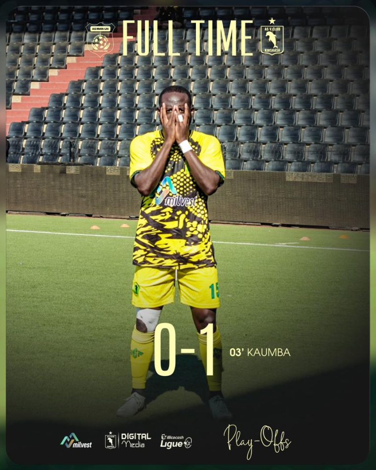Linafoot playoffs : l’AS V.Club domine Maniema Union et signe une troisième victoire consécutive